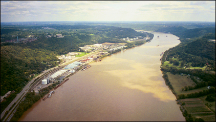 Ohio River on approach to the Cincinnati airport