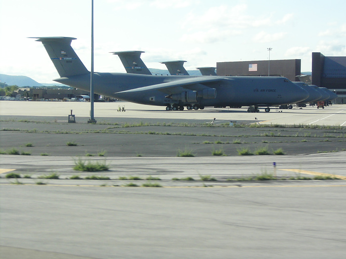 taxiing past the C-5s at Stewart Field