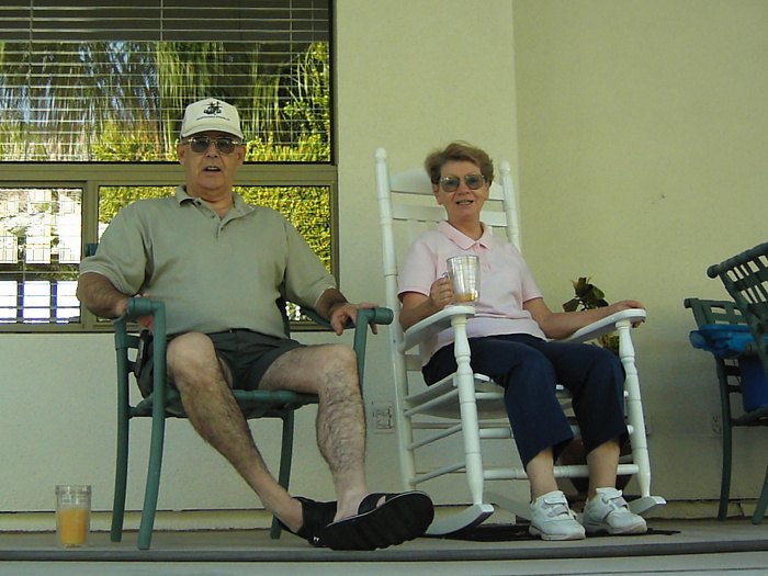 Mom and Dad on the back patio